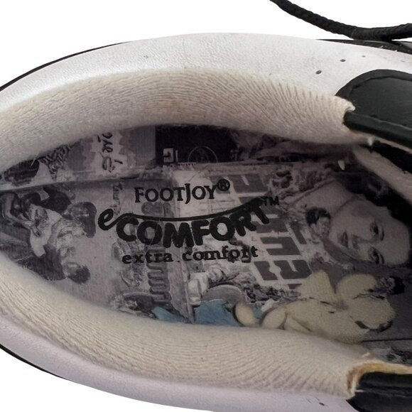 Vintage FootJoy eComfort Golf Shoes Women's 7W Softspikes Black White Leather - Picture 9 of 12